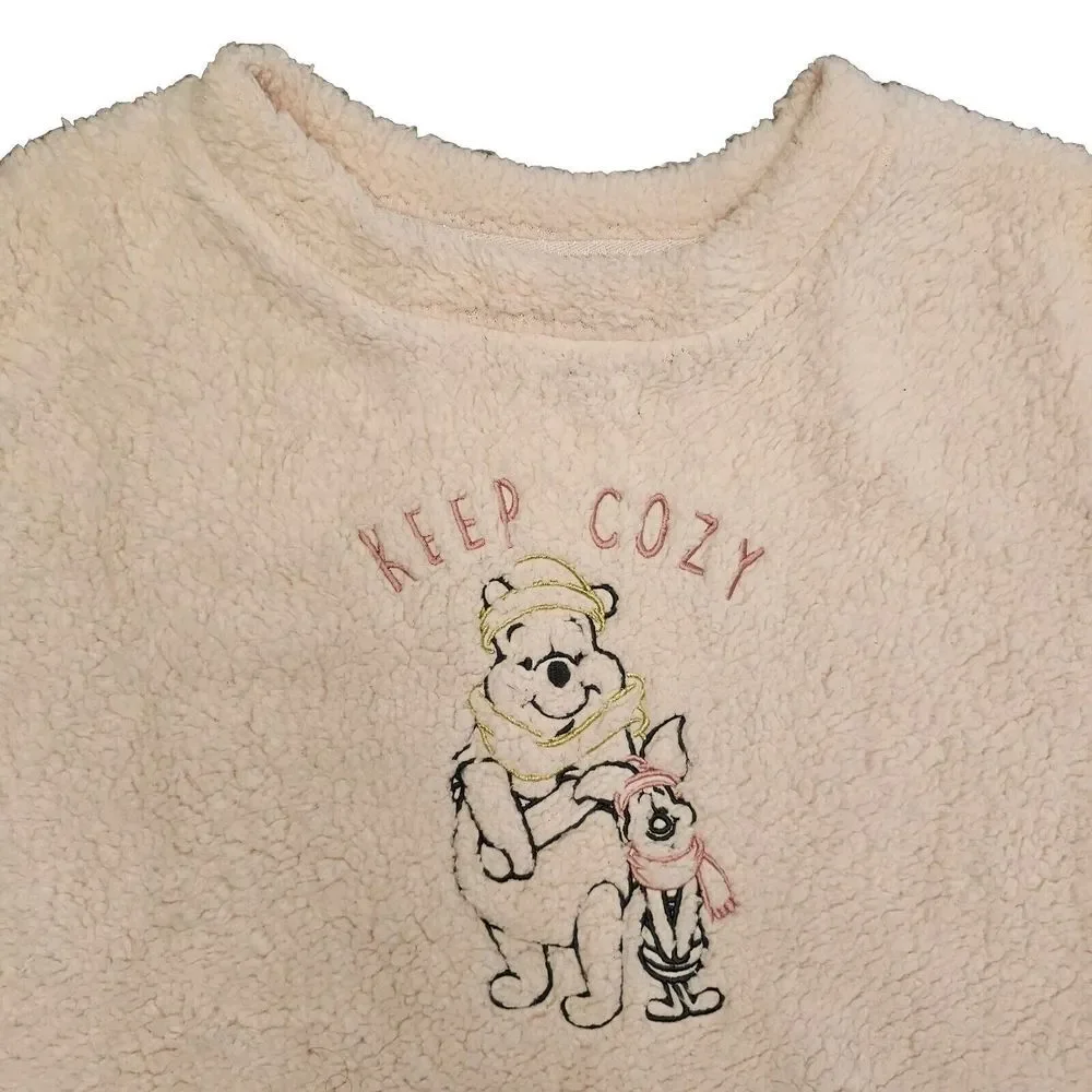 Disney "Keep Cozy" Winnie The Pooh & Piglet Sleepwear Top Comfort Pink Fleece 2X - Picture 4 of 13